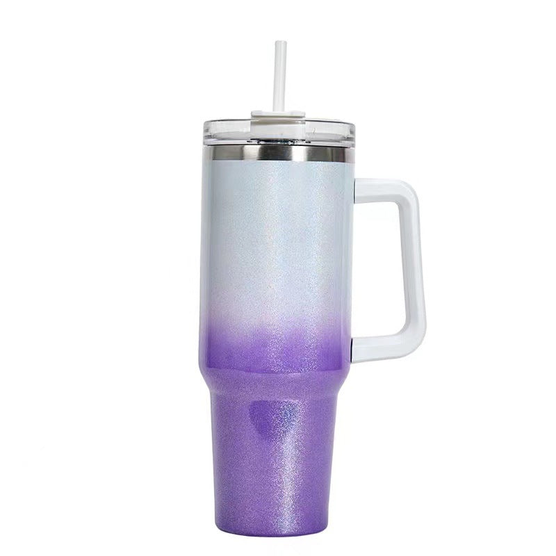 40oz Straw Coffee Insulation Cup With Handle Portable