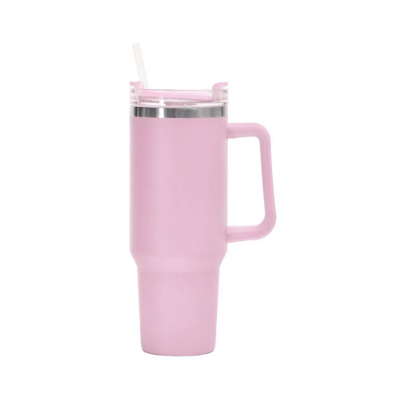 40oz Straw Coffee Insulation Cup With Handle Portable