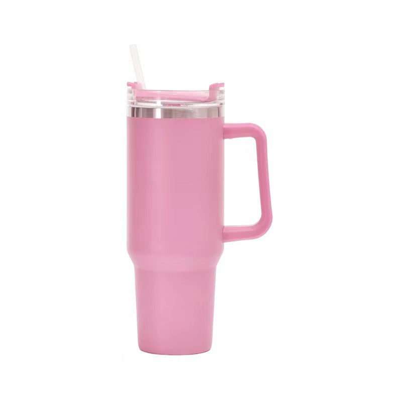 40oz Straw Coffee Insulation Cup With Handle Portable