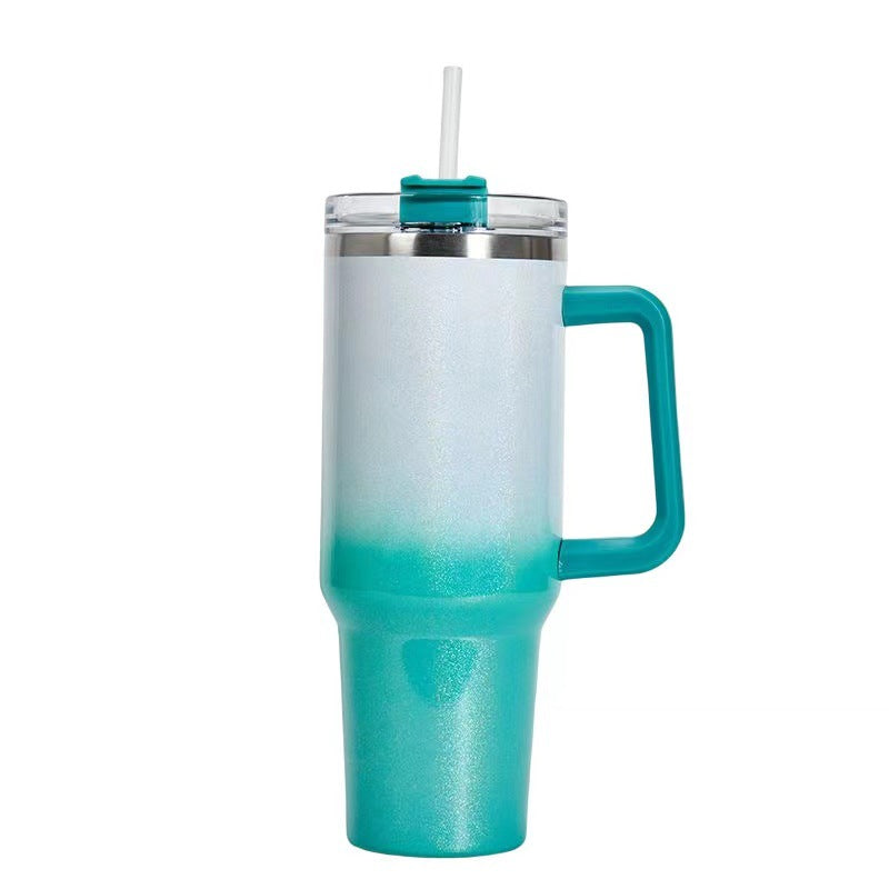 40oz Straw Coffee Insulation Cup With Handle Portable