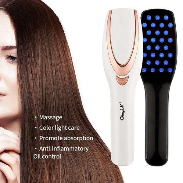 LED Massage Comb Vibrating Head Massager Brush Rechargeable Scalp