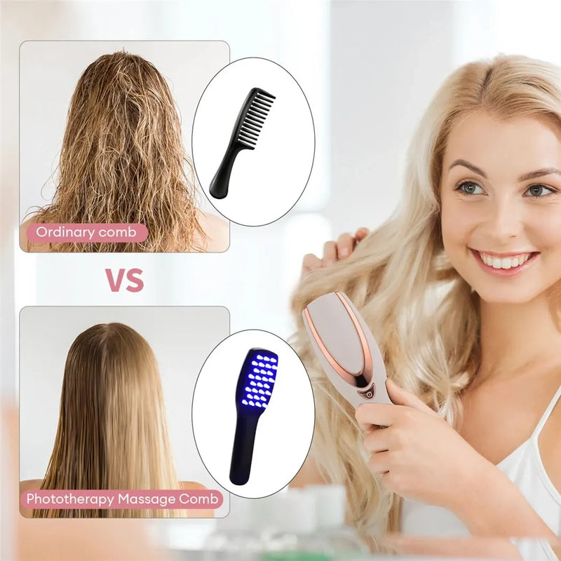 LED Massage Comb Vibrating Head Massager Brush Rechargeable Scalp