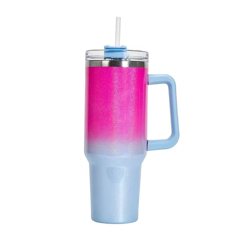 40oz Straw Coffee Insulation Cup With Handle Portable