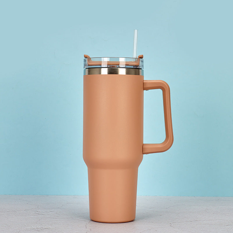 40oz Straw Coffee Insulation Cup With Handle Portable