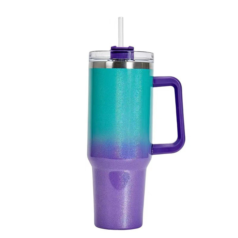 40oz Straw Coffee Insulation Cup With Handle Portable